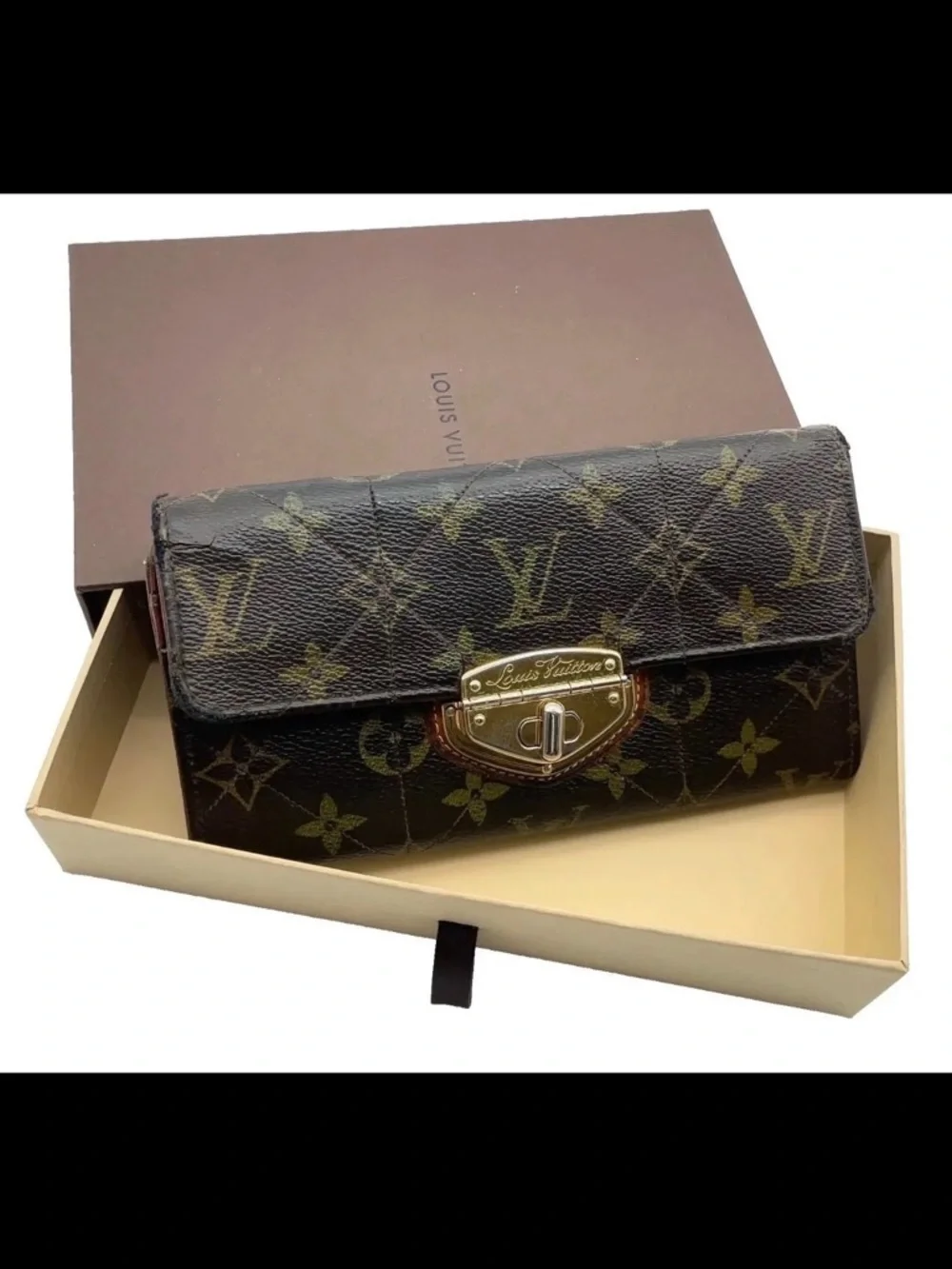 Auth LouisVuitton Monogram Etoile Portefeuille Sarah Wallet W/ Box